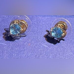 Vintage aquamarine earrings in 10k gold, excellent condition